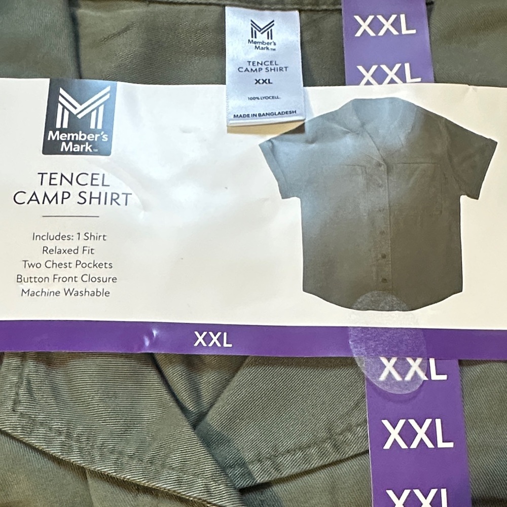 Member's Mark Gray Tencel Camp Shirt - XXL